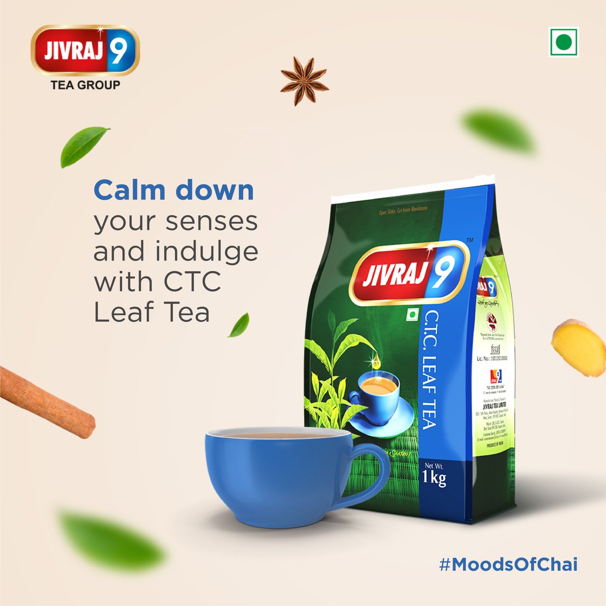 Begin your day on a calming note! Kick start with a strong cup of chai with Jivraj9 CTC Leaf Tea and win over the day ahead.
#MoodsOfChai
.
#Jivraj9 #Sangharsh #SangharshKaSaathi #Jivraj9Tea #Tea #Soothing #Workaholics #RefreshingDrink #Beverages