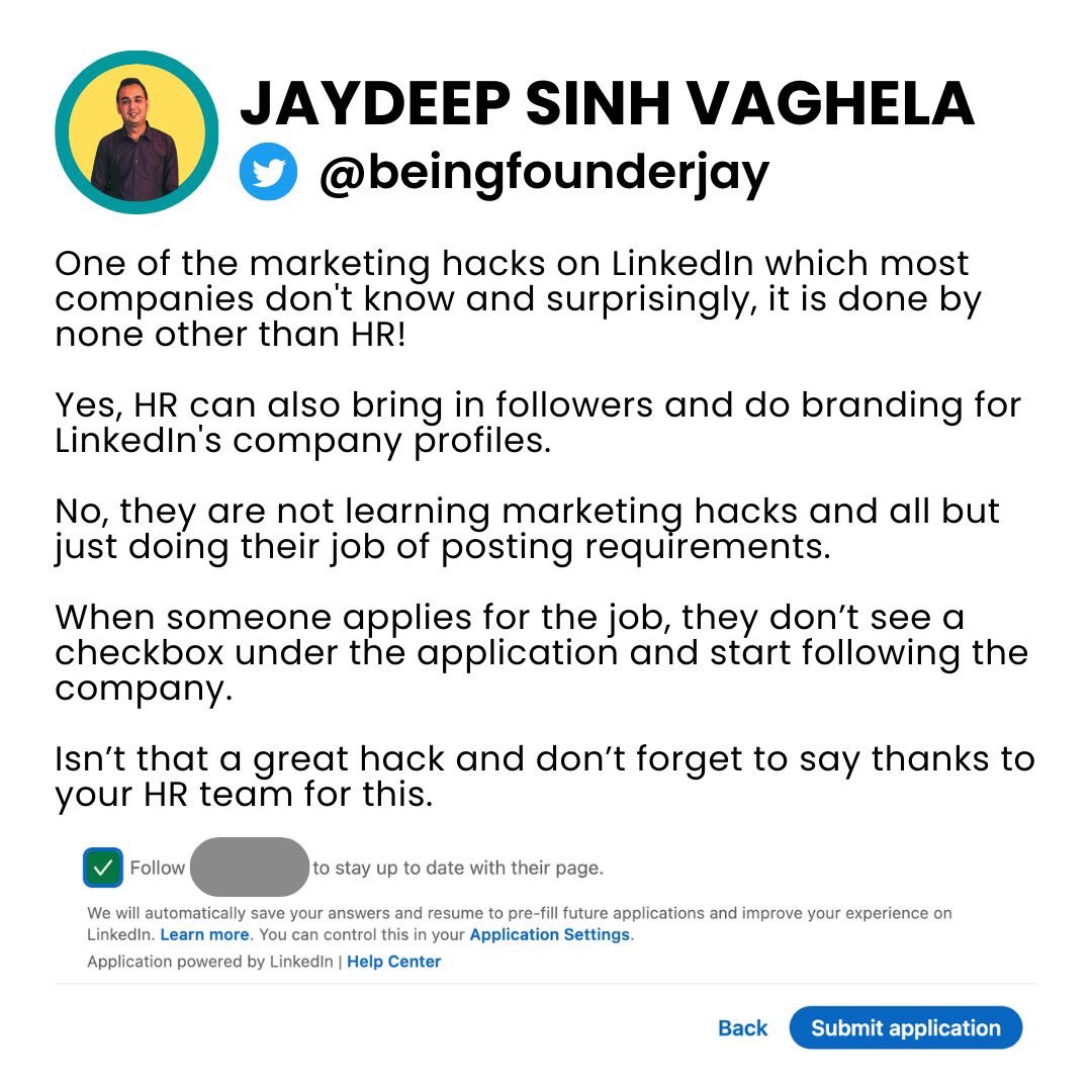 iamjaydeepsinh's tweet photo. How many of you knew about this hack on LinkedIn?

Are you going to try this to gain followers!

#linkedin  #digitalmarketing  #brand #marketing https://t.co/wcJy5jLORb
