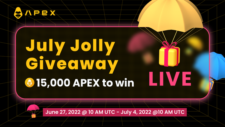 Apex's July Jolly Giveaway is now live! 🔥

Stand to win from a pool of 15,000 $APEX.

Read more details here 👇
apexdex.medium.com/july-jolly-giv…

Join the giveaway here 👇
gleam.io/LWeo2/apex-pro…