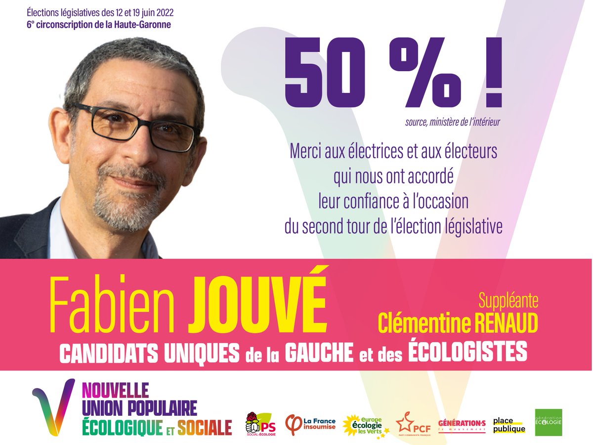 Un écart de 4 voix sur plus de 55 000 suffrages exprimés. La Commission de recensement a noté à son procès verbal des anomalies supérieures à l’écart de voix. Je vais saisir le Conseil Constitutionnel pour demander l’annulation du scrutin. #circo3106 #NUPES <a href="/socialistes31/">Parti socialiste de la Haute-Garonne</a>