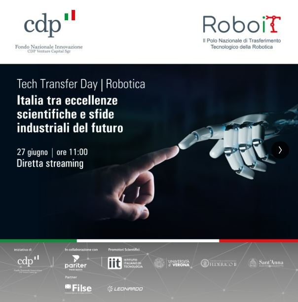 GruppoCDP's tweet image. Oggi a #Genova il 1° "Tech Transfer Day" di #CDPVentureCapital. Una giornata dedicata al ruolo della #ricercascientifica e della #tecnologia applicate alla #robotica. 

📺 Segui la diretta streaming dalle ore 11:00 

Tutti i dettagli sull'agenda ⤵️
bit.ly/TechTransferDa…