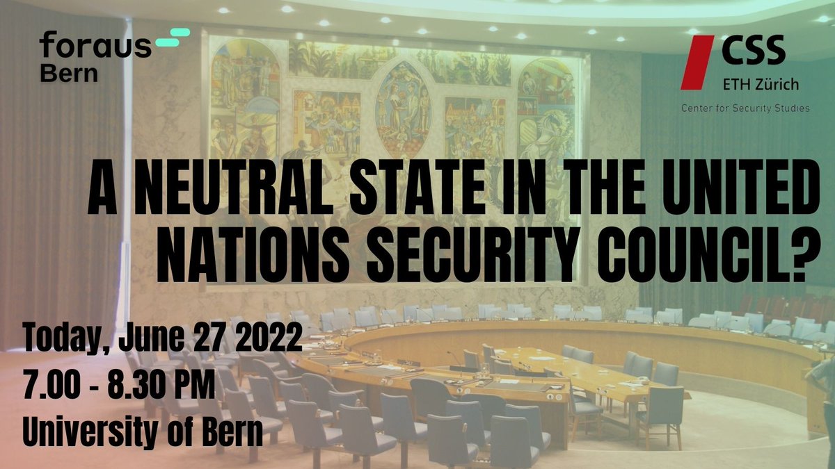foraus's tweet photo. 🎉Event tonight in Bern!

A neutral state in the United Nations Security Council? What are the risks and what are the responsibilities?

Don't miss the opportunity to join this great event! Sign up here 👉 https://t.co/lN4OIobmuq https://t.co/7Kb85RpqbB