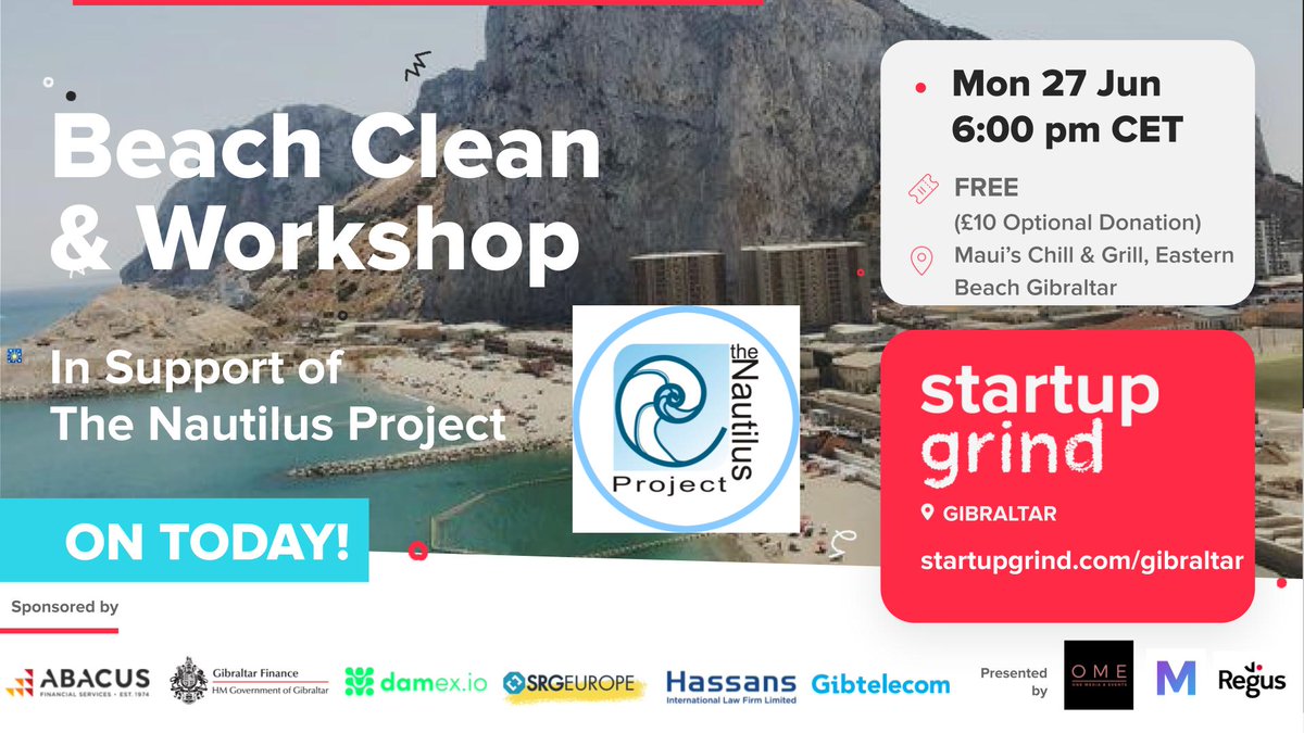 We are teaming up with @NautilusGib TODAY!! Meet us at 6pm at Maui's Chill & Grill at Eastern Beach for a fun and informative community building project. Family friendly and anyone can join. Register - startupgrind.com/e/mnqfss/ #sustainability #project #startup #events #charity