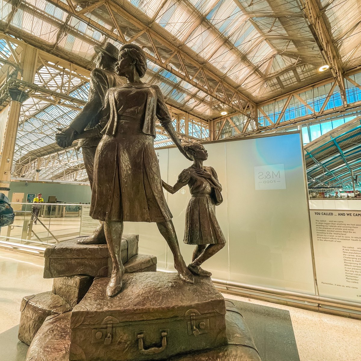 My first time at Waterloo since this powerful monument was unveiled. I don’t care how busy it is here today, I had to visit it! #YouCalledWeCame #WindrushMonument #WindrushStatue