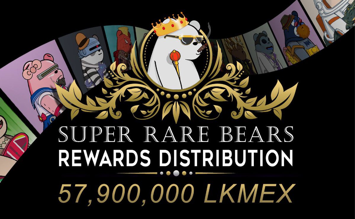 #SuperRareBears,  #LKMEX Distribution 📆today 12.00 UTC
 
57.9 Million LKMEX  shared between all 🐻s not on marketplace

Snapshot 06.35 UTC  

✅ 9605 Eligible🐻
❌ 395🐻
6028  LKMEX per🐻

Type: LKMEX-aab910-3a33d4

Buy here👇

linktr.ee/srb_nft

#SRB #NFT #ELROND $EGLD