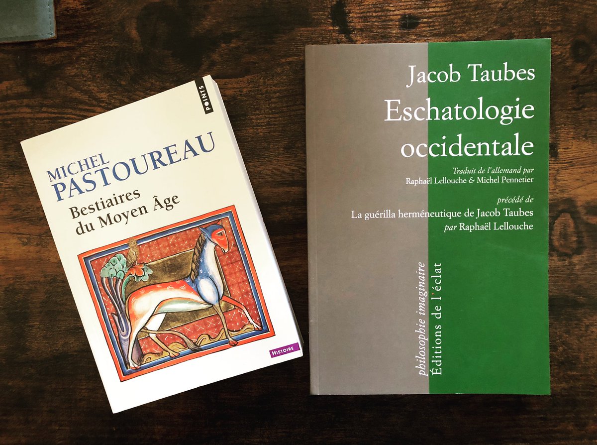 rawscience's tweet photo. 오랜만에 다시 야콥 타우베스(Jacob Taubes)를 정독하며.
« Eschatologie occidentale » par Jacob Taubes, accompagnée de « Bestiaires du Moyen Âge » par Michel Pastoureau.
#jacobtaubes #michelpastoureau https://t.co/Y440s2gdVb