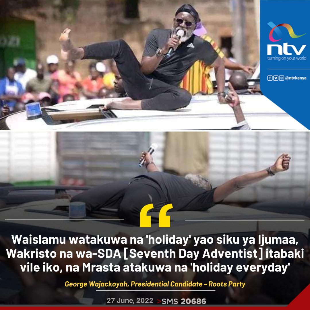 ntvkenya's tweet photo. Wajackoyah promises Muslim and Rastafari faithful holidays https://t.co/oIFCMJNX7s