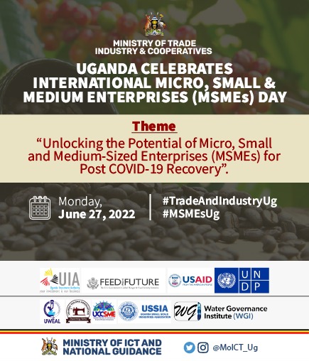 #MSMEUg
Today Uganda joins the world to commemorate #MSMEDay.

National celebrations are ongoing at Golf Course Hotel under the theme: 'Unlocking The Potential Of Micro, Small & Medium Sized Enterprises For Post COVID-19 Recovery.' #TradeAndIndustryUg

@mtic_uganda @ugandainvest