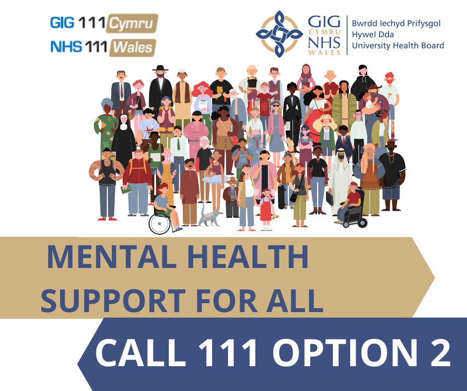 For mental health advice or concerns, for you or a loved one, call 111 option 2 between 9am and 11.30pm, 7 days a week and speak to our dedicated team. 
For people of all ages across Carmarthenshire, Ceredigion and Pembrokeshire.