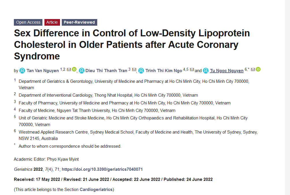 Suboptimal control of low-density lipoprotein cholesterol in older patients after acute coronary syndrome: Women were less likely to achieve #LDL-C target  

📜mdpi.com/2308-3417/7/4/…
#SecondaryPrevention 
#ACS 
<a href="/DrTuNguyen/">Tu Nguyen</a> 
<a href="/WARC_USYD/">Westmead Applied Research Centre #WARC_USYD</a>