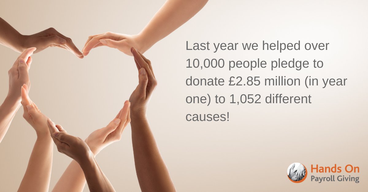 HandsOnPG's tweet photo. Did you know that last year we helped over 10,000 people pledge to donate £2.85 million (in year one) to 1,052 different causes. If you would like to join this team of Payroll Givers, get in touch askus@hopg.co.uk

#PayrollGiving #PayrollGivers #HOPG #Donate #SupportCharities https://t.co/y1p6rSMPfi