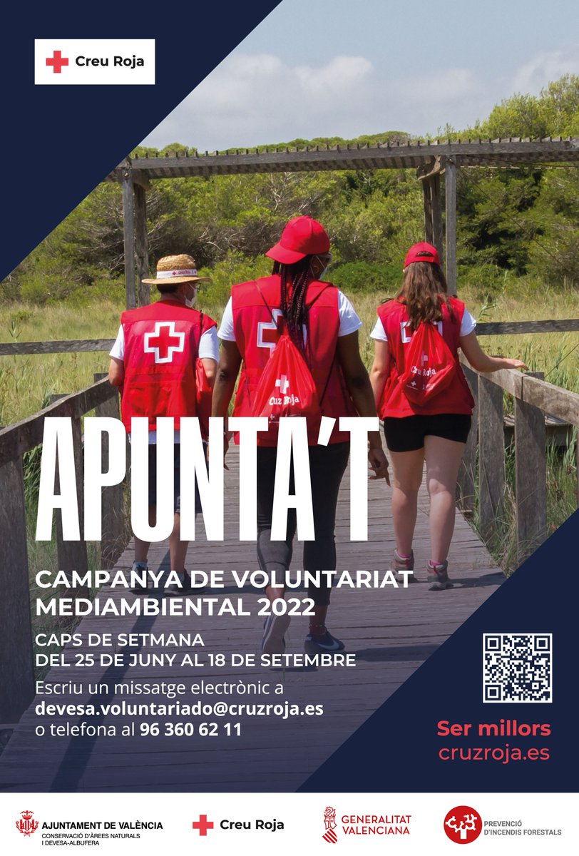 DevesaAlbufera's tweet photo. 🌲Dissabte va començar el voluntariat de vigilància forestal i conscienciació mediambiental amb 
@CruzRojaVLC a la @DevesaAlbufera 
🗓️Caps de setmana del 25 de juny al 18 de setembre
 Inscripcions obertes. Anima't!👇
📧devesa.voluntariado@cruzroja.es / 📞 963606211 https://t.co/aw4d1weCxd