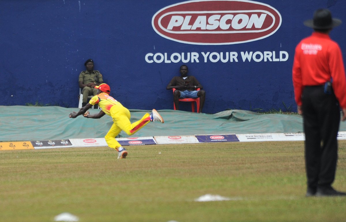 Kujooga's tweet photo. Veteran Frank Nsubuga may have sat out two matches but he returned strong to pick figures of 1/21 and three maidens in eight overs as well as four brilliant catches as Uganda beat Kenya by seven wickets at Lugogo Oval. 🏏📷 @Kujooga https://t.co/0iKvGiWcrh