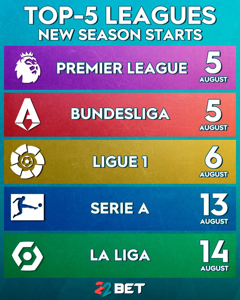 ⚽️ The new season in Europe is getting closer 😎 Here are all the key dates so you don’t miss a thing #22bet