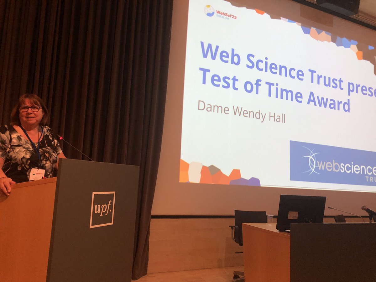 PolarBearby's tweet photo. [#websci22] Opening Web Science 2022 in Barcelona with @kwelle, @oshaniws and @DameWendyDBE 

1/ https://t.co/8GZjMDczC5