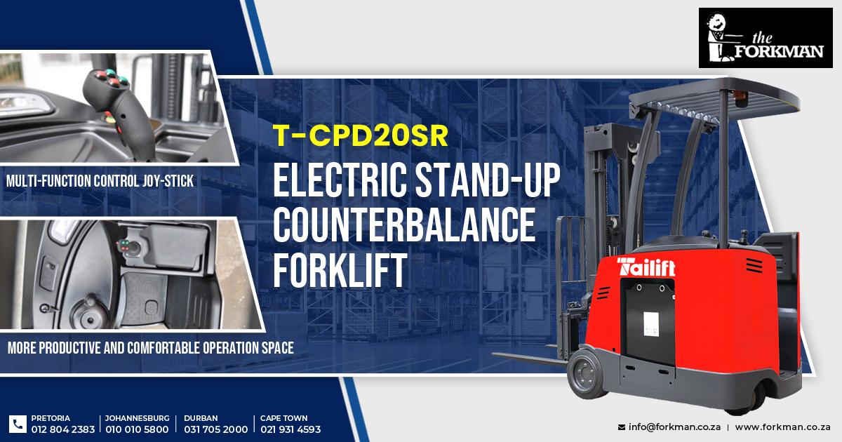 ForkmanPretoria's tweet photo. The Forkman brings you the Electric Stand-Up Counterbalanced Forklift from Talift that offers adjustable lifting and lowering speed.

Reach us today to know more @ 012 804 2383.

#electricforklift #TheForkman #Tailift #southafrica #MHE #StandUpCounterbalancedForklift https://t.co/mQLfOcmkU2