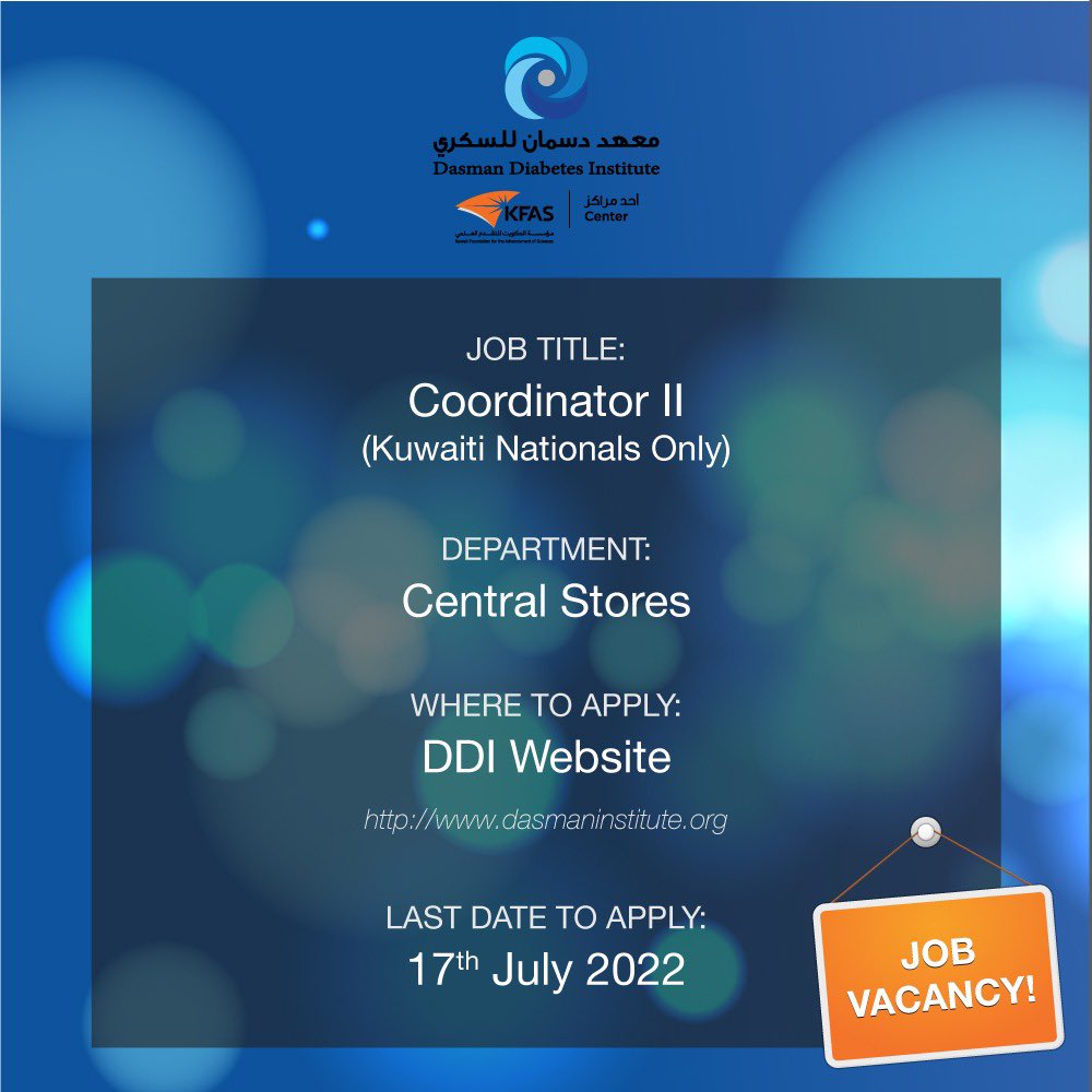 Dasman Diabetes Institute معهد دسمان للسكري on Twitter "New job