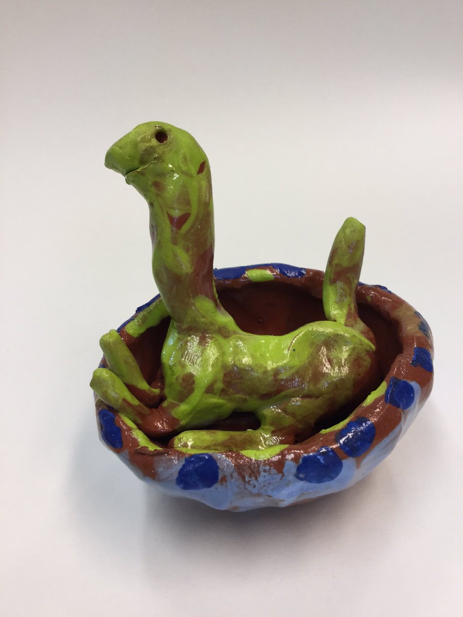 CarrdusArt's tweet photo. Nursery ceramic dinosaurs aaaaaaaarrrrrrr @carrdusart #clay #earthenware #nursery art #dinosaurs https://t.co/svC2mW709M