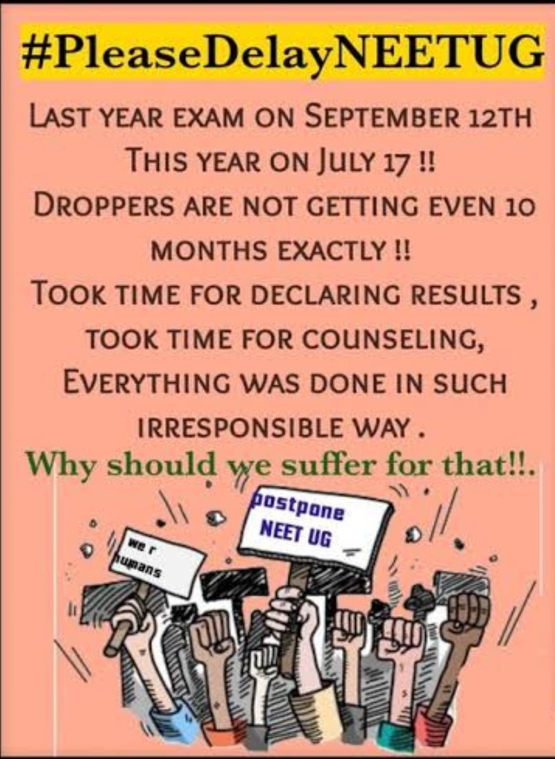 DrishtiRajput14's tweet photo. It's more than 2M tweets now.. please shift neet ug upto september
@PMOIndia
@narendramodi 
@dpradhanbjp 
@EduMinOfIndia 
#MODIJIextendNEETUG 
#JUSTICEforNEETUG https://t.co/f9KpLXyKuB