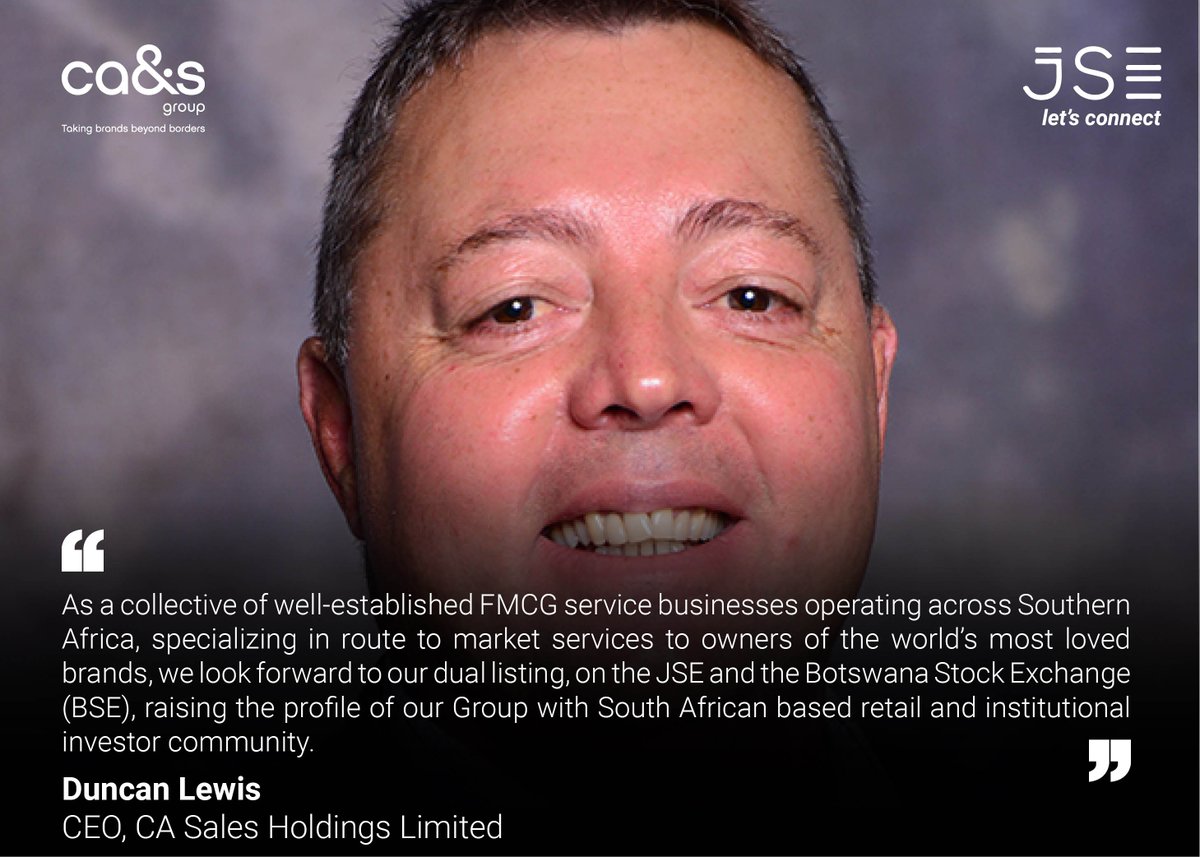 JSE_Group's tweet image. The JSE, Africa’s largest stock exchange today listed CA Sales Holdings Limited on its main board providing South African investors with exposure in the FMCG company with a footprint in several Southern African countries. Read more here jse.co.za/news/news/dive…