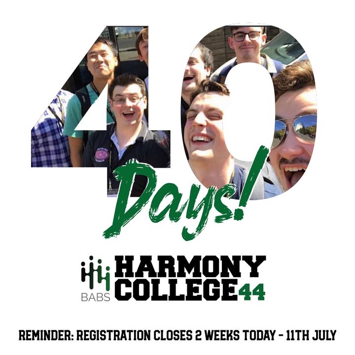 Not only is the year going quickly, we really can’t believe that Harmony college is only 40 days away now! And although we’re sure most of you have already registered, just a timely reminder that you only have 2 weeks now to do so! 
To enrol, head here;
zcu.io/ZwEF