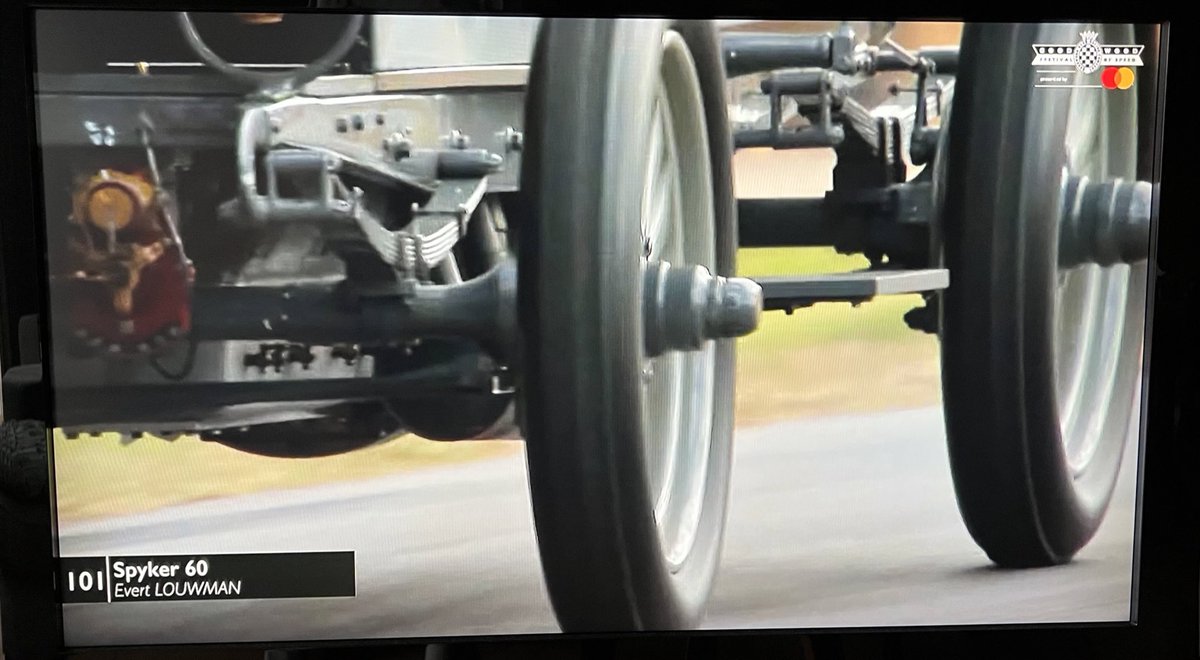 One of my personal highlights of watching bits and pieces of <a href="/fosgoodwood/">Goodwood FOS</a> past weekend: seeing this #Spyker 60-HP from 1903 (!) run on the hillclimb. The first 6-cylinder car ever, the first gasoline powered 4 wheel driven car ever. And it was a RACECAR back then 🤯
#mindblown