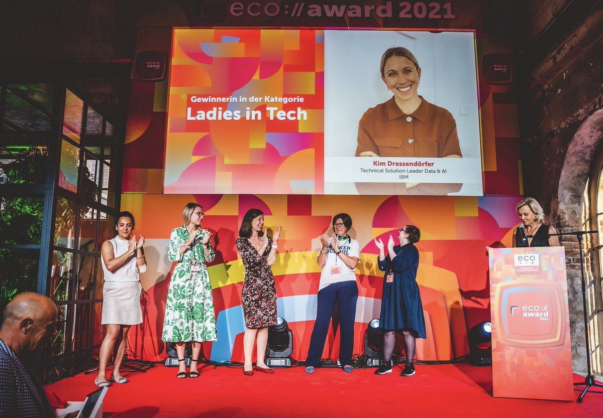 AnnetteHodapp's tweet photo. Herzlichen Glückwusch @KDressendoerfer zur Gewinnerin des @eco_de Eco Awards für die Kategorie Ladies in Tech🤗 Well deserved! 

 #WomeninTech @IBMDACH https://t.co/vFBbuX19s8