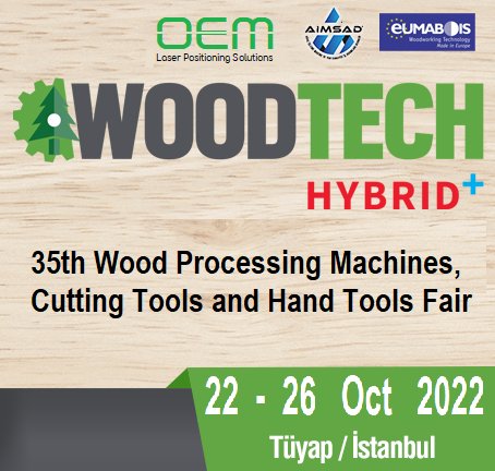 oemlaser's tweet photo. Meet again at WoodTech İstanbul.

We'll be pleased to welcome you at Hall 10 Stand 1022B at Woodtech will be held on Oct 22-26, 2022 at Tüyap İstanbul.

#oemlaser #woodfair #woodtech #linelaser #log #logcarriage #bandsaw #logcutting #sawmill #pallet #epal  #sawmillmachine #timber https://t.co/CnQqOUf31E
