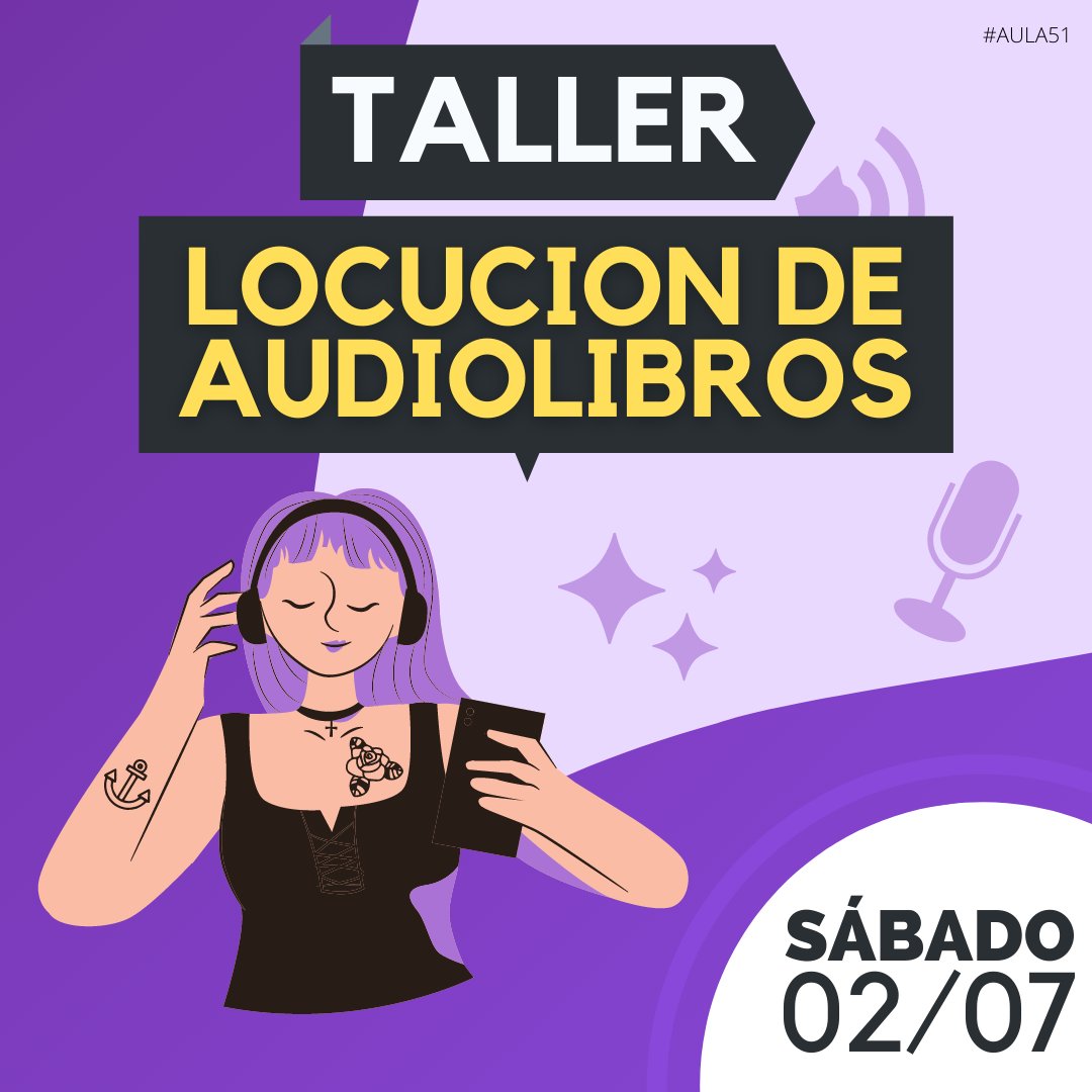 Aula512's tweet photo. 📖 TALLER DE LOCUCIÓN DE AUDIOLIBROS 📖

Sábado 02 de Julio.

🗣 Profesionales en Activo.
⏰ 10 horas lectivas.
📚 100% Práctico.

Para más información:
📞 91 426 88 40
🌐 https://t.co/rtQa11hZHd
✉️ info@aula-51.com https://t.co/Acp3uqLlHp