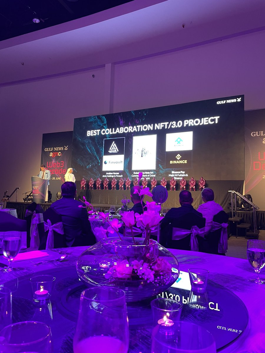 FinvaultHQ's tweet photo. 🏆We were thrilled to be announced as a finalist at the @GulfNews #Web3 Awards for the “Best Collaboration NFT/3.0 Project."
Congratulations to @Binance Pay and @majidalfuttaim for taking home the win!👏
Read about our #NFT project here: https://t.co/O6UeR9TxRc

#blockchain #DeFi https://t.co/aqZaeUQlcv