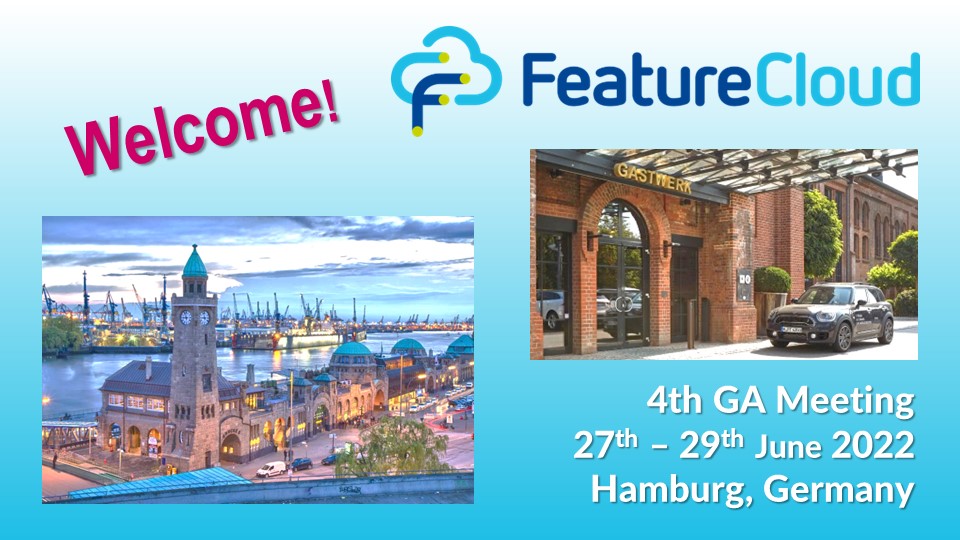 Feature_Cloud's tweet photo. Welcome to Hamburg, dear #FeatureCloud colleagues and members of our Scientific Advisory Board! So nice to have this 4th #GeneralAssembly (GA) Meeting face-to-face again. Have a wonderful time &amp; savor the science😎 #AI #FederatedLearning #AIStoreHealthcare @janbaumbach @HorizonEU https://t.co/UmhsboHYBo