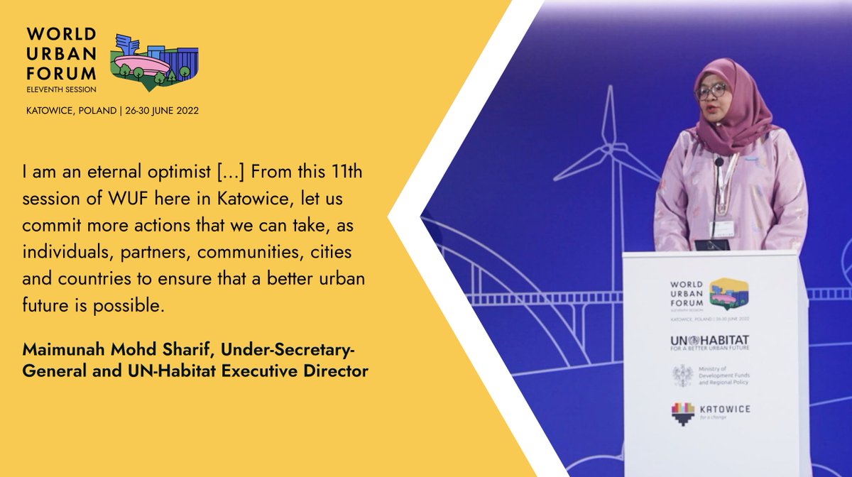 "The World Urban Forum is a unique platform where we can share uncomfortable truths about our urbanising world." Says <a href="/UNHABITAT/">UN-Habitat</a> Chief <a href="/MaimunahSharif/">Maimunah Mohd Sharif</a> 

Catch the #WUF11 Opening Ceremony here: 

👉media.un.org/en/asset/k1m/k…
✨#TransformingCities