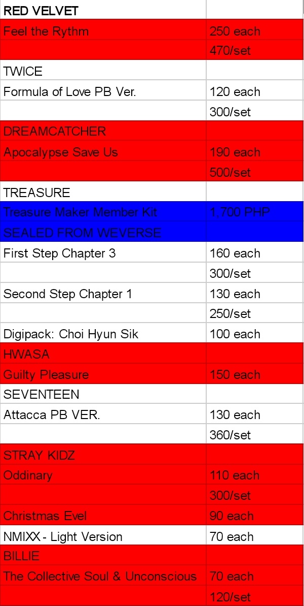 k_imchishop's tweet photo. ✨ UNSEALED ALBUM OF YOUR CHOICE ✨

SEE PHOTO FOR THE AVAILABILITY OF ALBUMS AND THEIR PRICES

> ON-HAND ni supplier
 
INCLUSIONS: PB+CD+OB + RANDOM INCLU

DM US TO AVAIL !!!
LIMITED STOCKS ONLY

some sealed albums are also available!

GET YOURS NOW KIMCHIS! 😊 https://t.co/2lqNvVLv0b