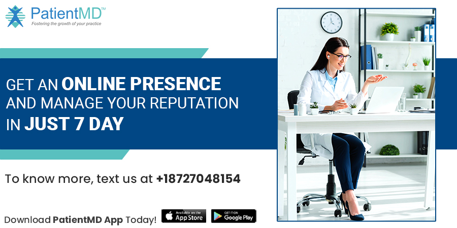 PatientMD's tweet photo. Get your practice online along with proper reputation management in just 7 days! Want to know how? Text us at +18727048154.

 #healthcareforall #healthcare #patientengagement https://t.co/H4L0c0NISY