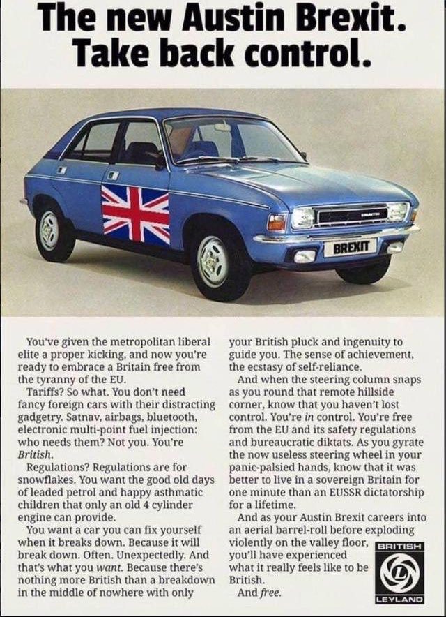 ChrispyPancake's tweet photo. World Beating Autocar #brexitbenefits
#BrexitHasFailed
#buildbackbitter
#steakandovenchips https://t.co/JWqnK0zbX3