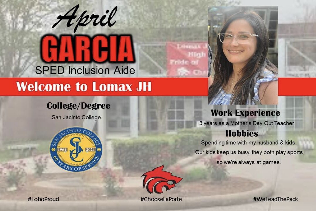 LXJ_LOBOS's tweet photo. Hey Lobos! Please welcome Mrs. April Garcia to the Lobo Family! She is going to be a great addition to LXJ! #LoboProud #WeLeadThePack #ChooseLP https://t.co/M8T61Oi3ZY