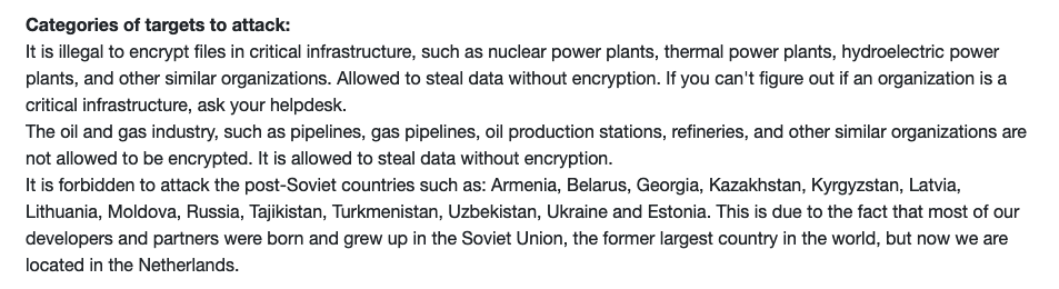 LockBit supposedly prohibits its affiliates from carrying out encryption-based attacks on nuclear power plants and other critical infrastructure, but permits them to compromise the networks to steal data. 1/3