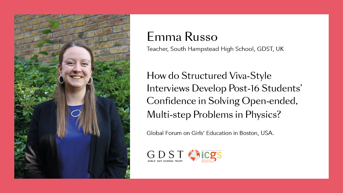 Our Director of STEM <a href="/EmmaMayLondon/">Emma Russo</a> joins other @GDST teachers to speak at the <a href="/girlsschools/">International Coalition of Girls' Schools</a> Global Forum on Girls' Education in Boston this week. #wheregirlslearnwithoutlimits #MondayMotivation