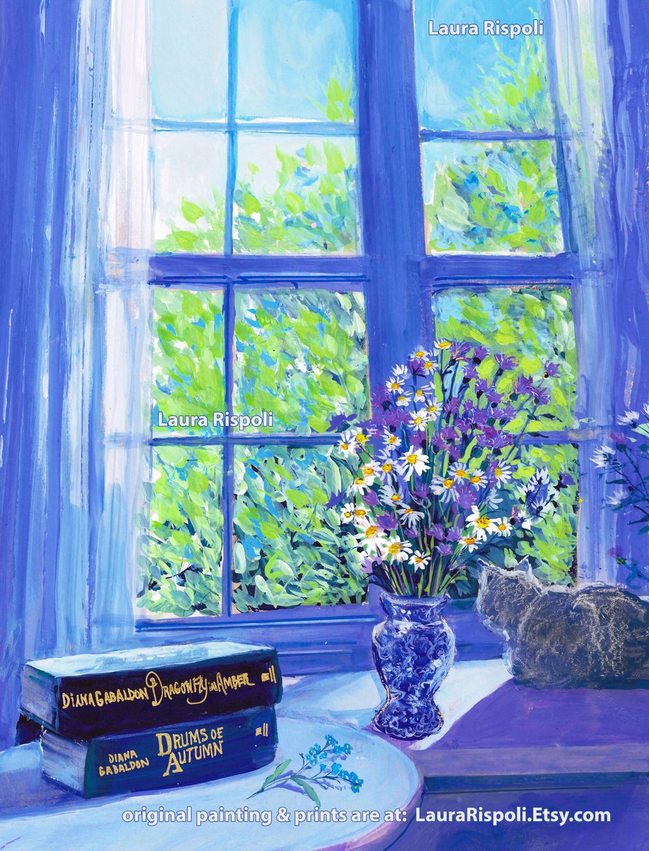 Laura Rispoli ๐จ (@laurarispoliart) on Twitter photo This is my newest painting ๐Please Retweet ๐ Love and thanks to you! <a href="/Writer_DG/">Diana Gabaldon</a> ๐#Outlander #adso #readingart #books #catpaintings #bluevase #thistles #daisies #graycat #catart #windowpainting #window #bestbooks #thankyou #love I hope you like it๐LauraRispoli.Etsy.com This is my newest painting ๐Please Retweet ๐ Love and thanks to you! <a href="/Writer_DG/">Diana Gabaldon</a> ๐#Outlander #adso #readingart #books #catpaintings #bluevase #thistles #daisies #graycat #catart #windowpainting #window #bestbooks #thankyou #love I hope you like it๐LauraRispoli.Etsy.com