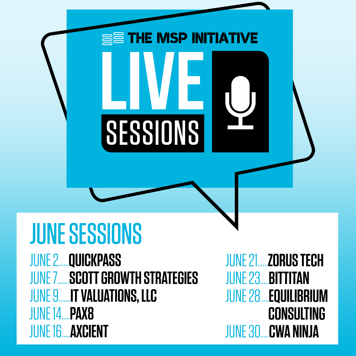 mspinitiative's tweet photo. Join us this Tuesday, June 28th at 1 o'clock EST for an MSP Initiative Live Webinar with our host George Bardissi and special guest Pete Busam the Founder and Managing Member of Equilibrium Consulting.
Register NOW ➔ https://t.co/tvRud6a06F
#bvoip
@GeorgeBardissi @PeteBusam https://t.co/DoCJnzd3ns