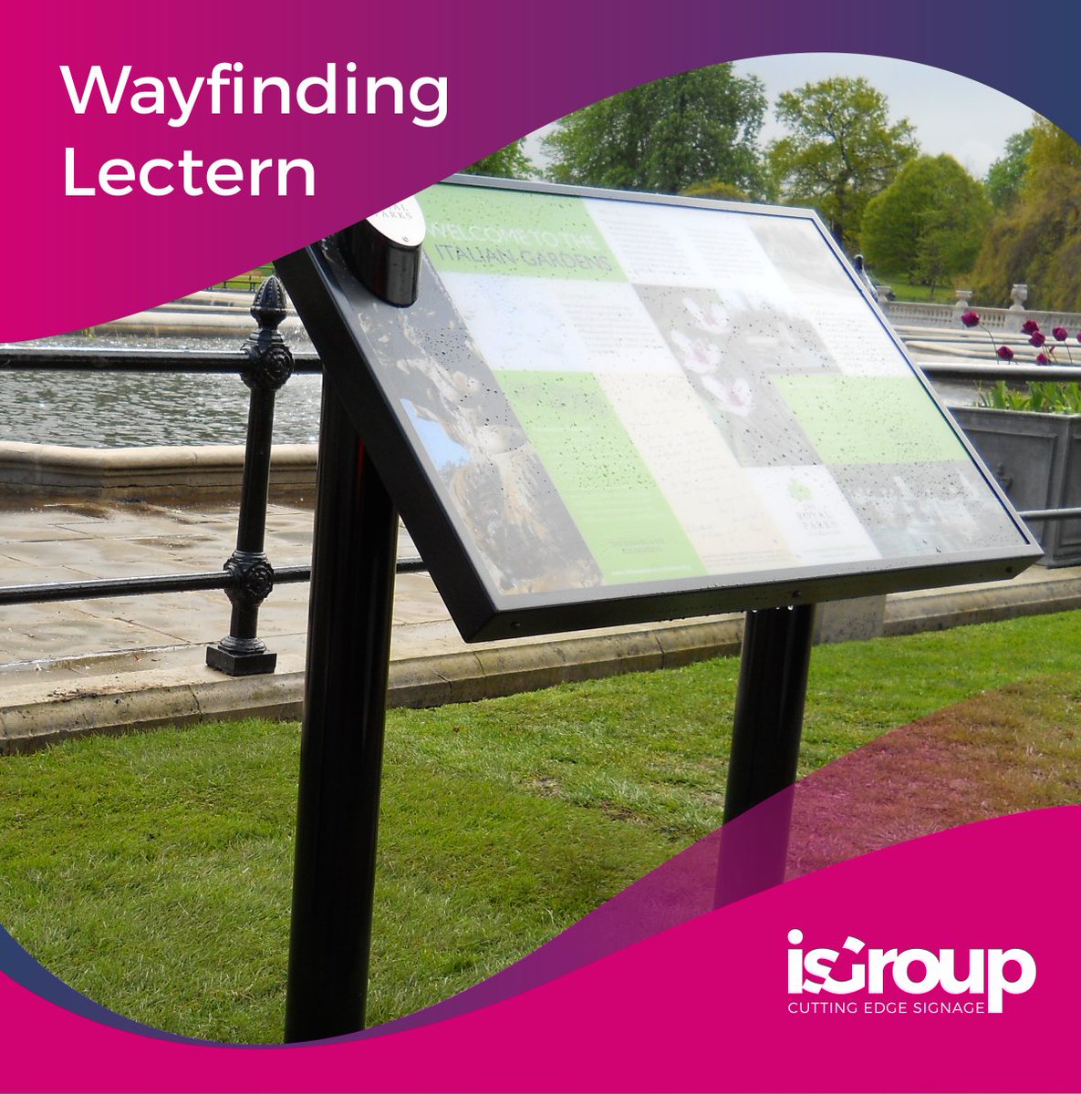 Lectern signs provide information of the site as well as a clear view above and beyond the sign of the area in question 🏞️ 

Find out more about our unique Way2Go lectern signs 🌐 bit.ly/isGroup-lecter…

#wayfinding #lectern #Way2Go #signage #signs #signsolutions #signcompany