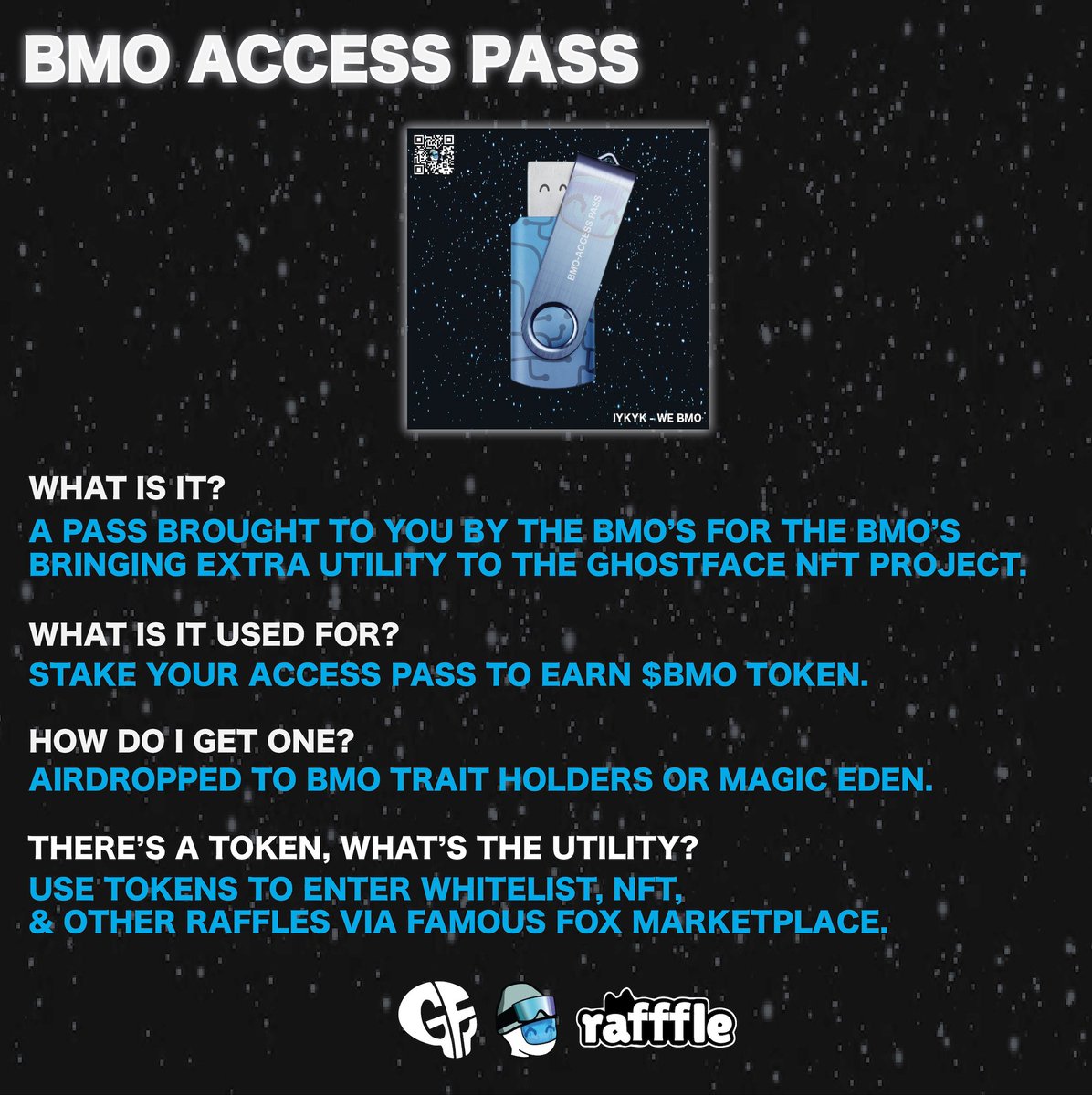 We love the <a href="/GhostfaceNFT/">GHOSTFACEKILLA</a> community, so we are bringing utility to the BMO Access Pass.

🤖 Staking is live: bmo.floppylabs.io