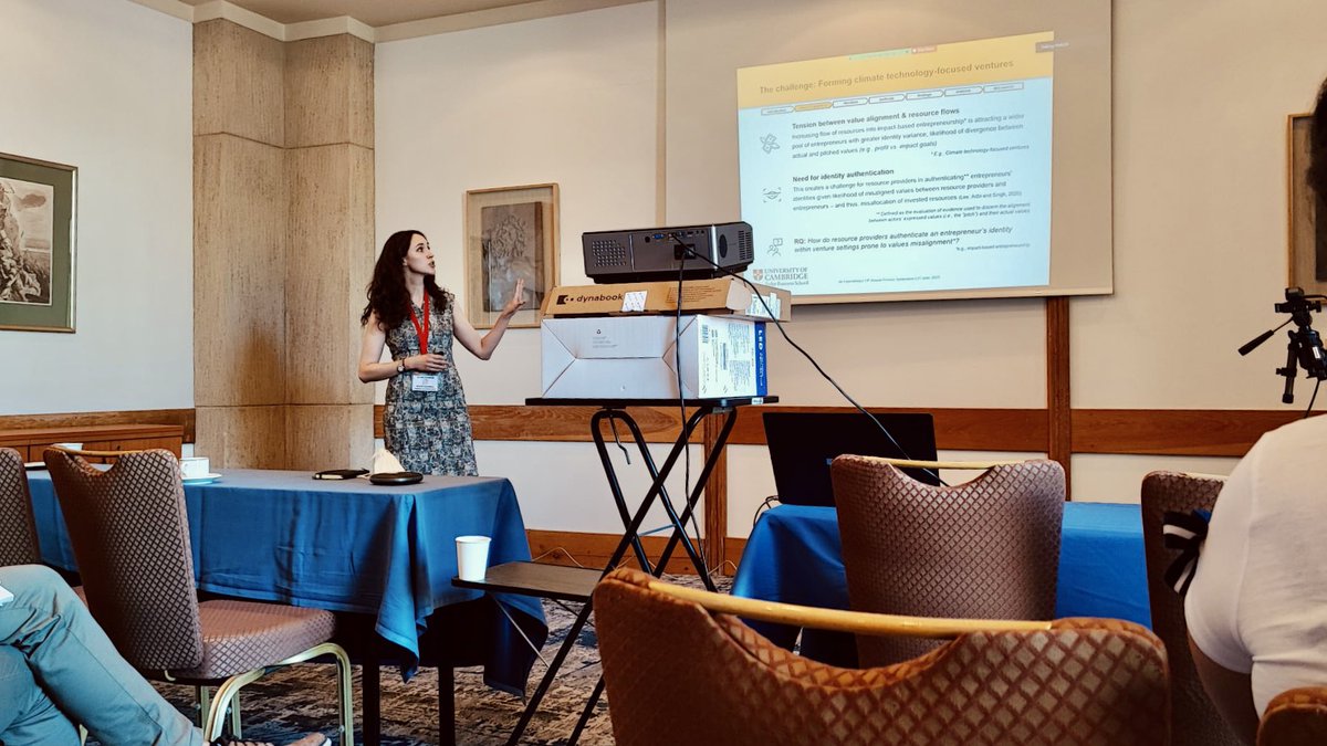 defauconberg's tweet photo. First time presenting our co-authored paper-in-progress, “‘The Real Deal’: Authentication Processes in Early-Stage Climate Technology Ventures” at @pros_symposium.
Grateful to be here and appreciating the thoughtful feedback — back to edits/writing soon! #PROS2022 #climatetech https://t.co/xhGUzHT7Zp