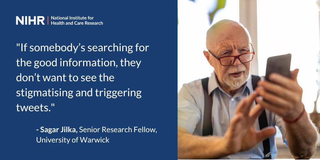 Researchers working with carers of people living with dementia have found that 1 in 4 tweets about dementia used language that carers considered dehumanising or outdated. Read more about this research: evidence.nihr.ac.uk/alert/negative… @DrSagarJilka