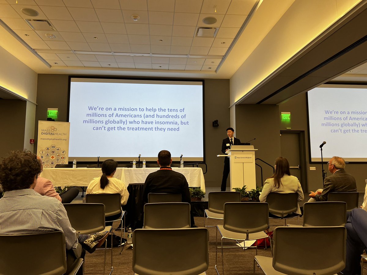 BWHiHub's tweet photo. George Wang shares his app-based insomnia treatment solution #SlumberOne #MassDigitalHealth https://t.co/O4WdfjcjCG