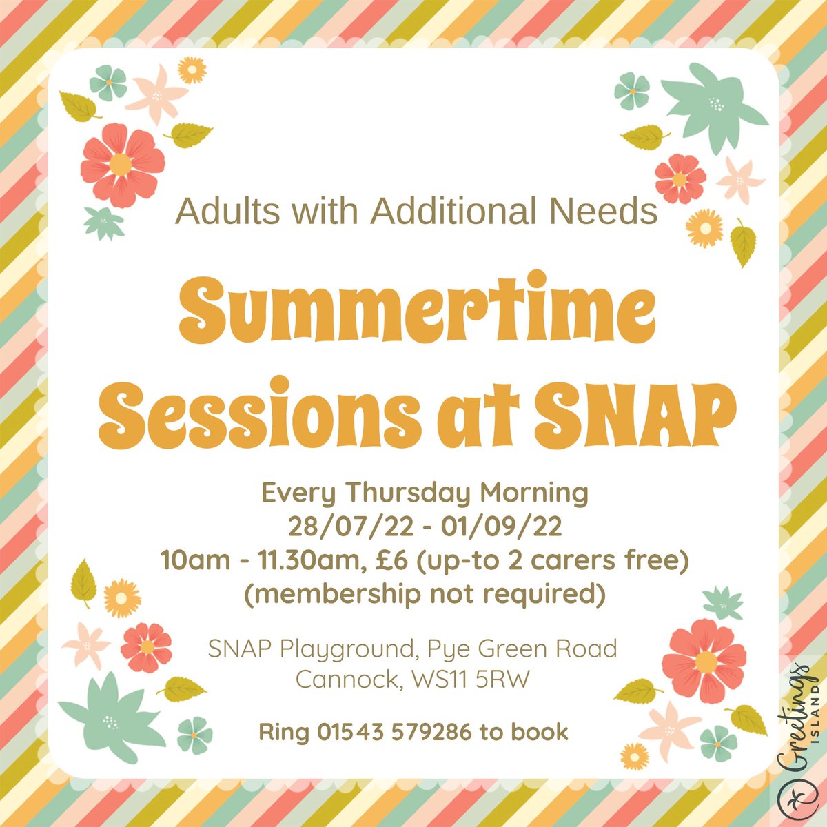 To book a place, please call the office on 01543 579286 x