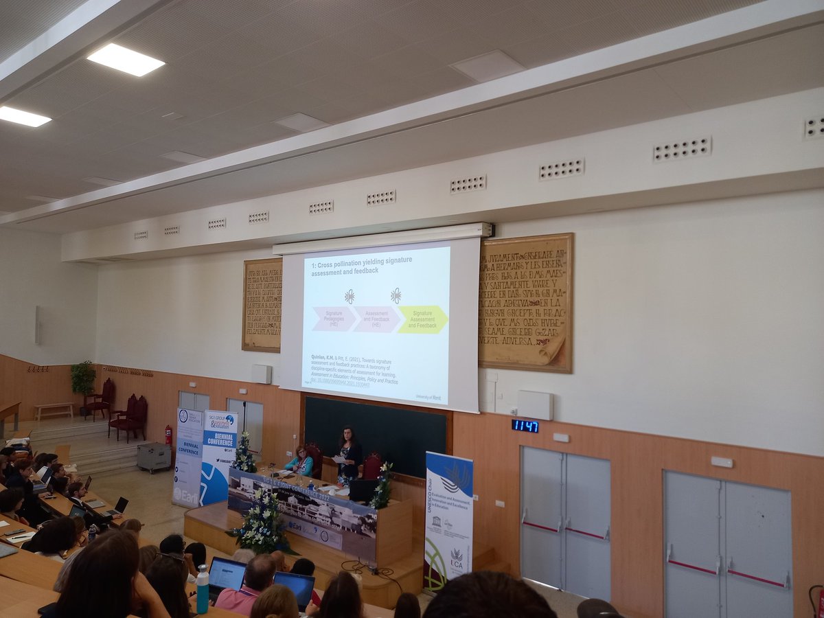 Extending the concept of signature pedagogies to assessment and feedback - Kathleen Quinlan sharing work with <a href="/DrEddPitt/">Dr Edd Pitt</a> #cadizconference <a href="/EarliSig1/">EARLI SIG 1</a> @EarliSig4