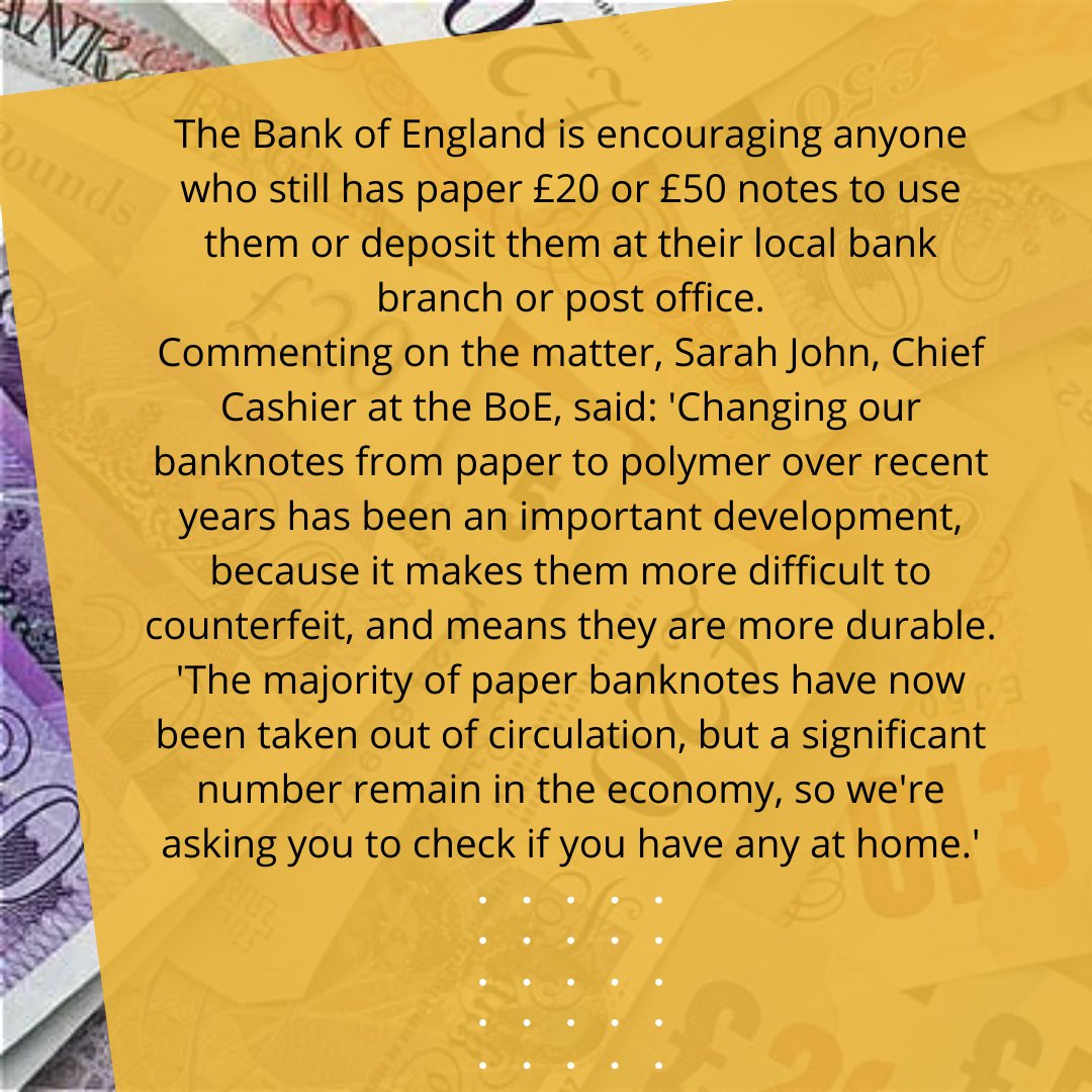 Have you still got any old paper banknotes? - now is the time to spend them or bank them. ⚠️