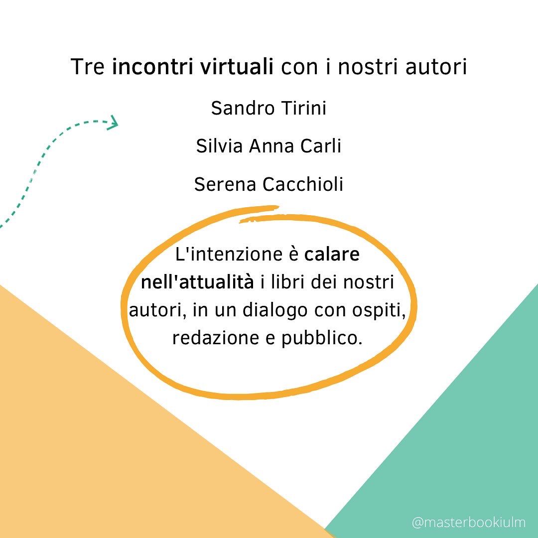 SAVE THE DATE! 🗓📚

La redazione di MasterBook '22 ha preparato con "FacePaper, i volti dietro la carta" un ciclo di tre incontri virtuali con i nostri autori: Sandro Tirini, Silvia Anna Carli e Serena Cacchioli.

Continuate a seguirci!
#masterbook #facepaper