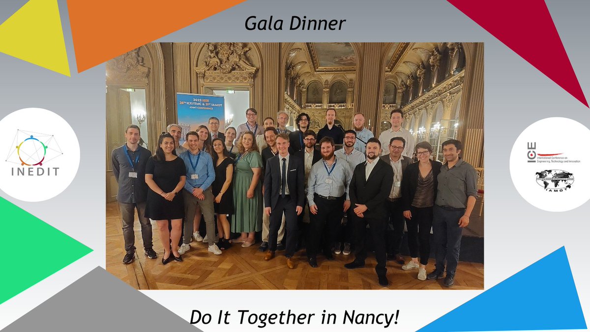 INEDIT6's tweet photo. After the intense day at the ICE IAMOT conference, the INEDIT partners together with the Project Officer and members of the sister projects attended the Gala dinner at Nancy 🍽️🥂

#galadinner #partners #europeanprojects #INEDITproject https://t.co/QmKhwwIaTB